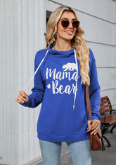 Graphic Tie Detail Hooded Casual Sweatshirt